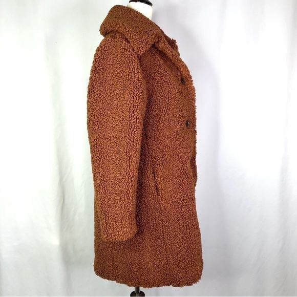 J. Crew long teddy coat faux fur sherpa persian lamb brown MP - Picture 3 of 12